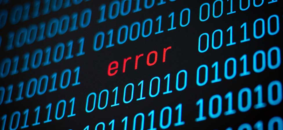 Flera ettor och nollor och så står det "Error" i mitten.