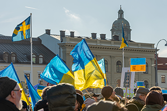 En utbränd transformator i Ukraina.