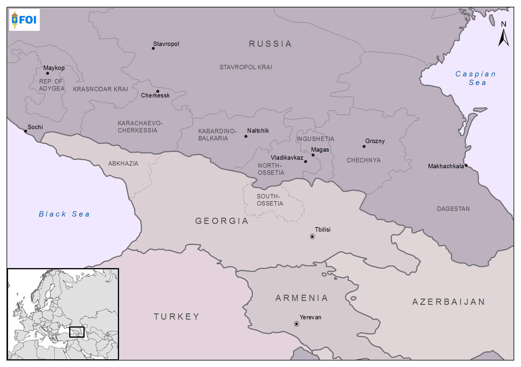 Map of North Caucasus